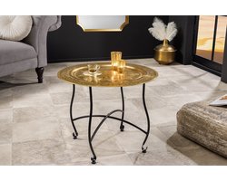 Side table MARRAKESH 60cm messing hammer stroke design afneembaar blad - 44345