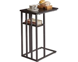 Side Table on Wheels - Sofa Point - Bedside Table - Industrial Coffee Table - Living Room - Bedroom - Hallway - Small Space - Zwart - TMJ406B