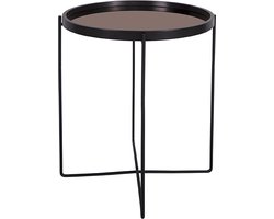 Side table Polished black w. copper mirror top