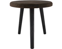 Side table round paulownia wood 38x38x38cm bijzettafel donkerhout