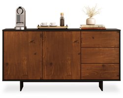 Sideboard ARTO 135 cm - Zwart/kastanje