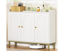 Sideboard, buffetkast, keukenkast, keukencommode, servieskast met 3 deuren, verstelbare planken, voor keuken en woonkamer, opbergkast, 30 x 100 x 80,5 cm, wit SC21313G