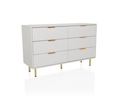 Sideboard / commode HJELLE 120 x 40 x 76 cm 6 schuiflades wit hjh LIVING