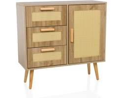 Sideboard / commode STRYN 80x30x78 cm 3 laden 1 deur lichtbruin hjh LIVING