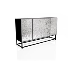 Sideboard / ladekast METALLIO 140 x 37 x 80 cm 4 deuren zilver hjh LIVING