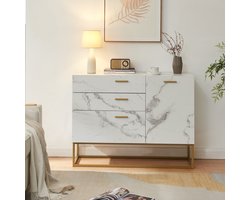 Sideboard Lavangen commode 75x100x35 cm marmerlook wit en goudkleurig [en.casa]