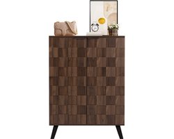 Sideboard-Met 5 Vakken-In Donkere Houtlook-Met Verstelbare Planken-Voor 80 x 35,5 x 110 cm-Zwart