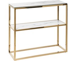 Sidetable AZUSA Veiligheidsglas Wit marmer