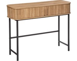 Sidetable Bali (100 x 35 x 80 cm) - Sidetable Industrieel met Deurtjes - Landelijk Hout - Wandtafel Sidetable - Haltafel - Smalle tafel Sidetabel mangohout zwart - Side Table Industrieel 100cm x 35cm x 80,5cm