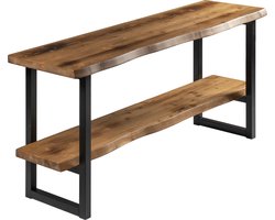 Sidetable Boomstam 130x40x76 - Bijzettafel - Wandtafel - Haltafel Dressoir Industrieel Zwart - Inclusief Vakkundige Montage bij u thuis