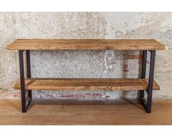 Sidetable Boomstam - 160x40x76 - Bijzettafel - Wandtafel - Haltafel - Dressoir Industrieel Zwart