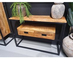 Sidetable Bowie met 2 laden 110x35x77 cm mangohout en metaal