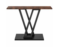 Sidetable - Consoletafel - Haltafel - Wandtafel Industrieel - Smal - Houtlook met Zwart Metalen Onderstel - 110 x 30 x 80 cm