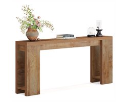 Sidetable – Consoletafel – Wandtafel – Haltafel – Bijzettafel – Houten Farmhouse Stijl – Compact 160x29,5x85 cm – Licht Eiken Bruin