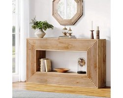 Sidetable – Consoletafel – Wandtafel – Haltafel – Bijzettafel – Rustiek Houten Design – 150 cm Breed – Opbergruimte Met Open Plank