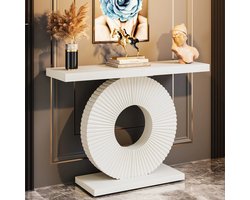 Sidetable - Gangtafel - Dressoir - Console tafel - Hal/Woonkamer - Modern - 100x30x80cm - Hout - Wit - Bloemdesign