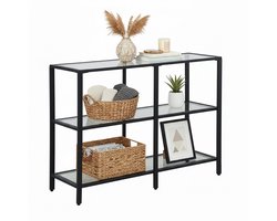 Sidetable glas - 73x100x30 cm - metaal - zwart