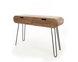 Sidetable Industrieel Mangohout & Staal - 120 cm x 30 cm x 76 cm - Side Table Industrieel Met Lades - Sidetable met lade Hout - Landelijk Hout - Wandtafel Sidetable - Haltafel - Smalle tafel - 120cm x 30cm x 76cm