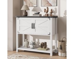 Sidetable Landelijke Stijl - Dressoir met 2 Lades en 2 Kastjes - Consoletafel voor Hal, Woonkamer en Keuken - Zwart & Wit - Koffiebar & Buffetkast - 80 x 36 x 86 cm