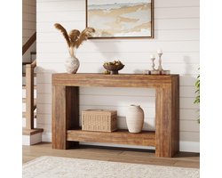 Sidetable met 2 Niveaus - 120 cm - Wandtafel voor Hal en Woonkamer - Consoletafel Achter de Bank - Houtlook - Rustiek Bruin