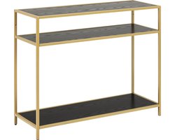 Sidetable Sabro met goudkleurig frame en zwart blad