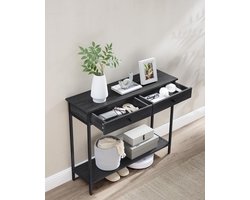 Sidetable - Wandtafel - Console Tafel - Industrieel - 2 Lades - Extra Plank - Metalen Frame - 100 x 30 x 80 cm