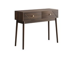 Sidetable - Wandtafel - Consoletafel - Haltafel - 2-in-1 Bureau en Consoletafel - Tafel - met Lades - Retro Stijl - Bruin