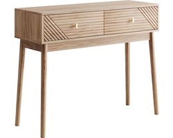 Sidetable - Wandtafel - Consoletafel - Haltafel - 2-in-1 Bureau en Consoletafel - Tafel - met Lades - Retro Stijl - Khaki