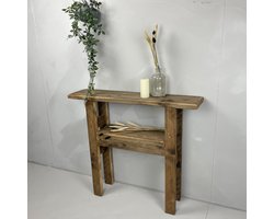 Sidetable | Wandtafel | Robuust | Hout | Bruin | 80x20x70 | Baan Woods