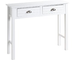 Sidetable – Wit MDF – Met 2 lades – 100 cm breed, 30 cm diep, 77 cm hoog – Strak haltafel design