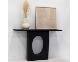 Sidetable Zwart Betonlook - Mangohout - 120x35x77cm - Sidetable Jolijn - Giga Meubel