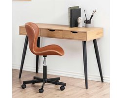 Sidetable/bureau Jupiter 110 Cm 3 Lades - Wilde Eik/zwart - Actona - Secretaire - Bruin; Zwart - MDF