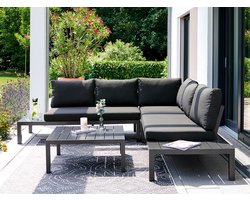 Sieger Cordoba Loungeset 4-delig met tafel Aluminium