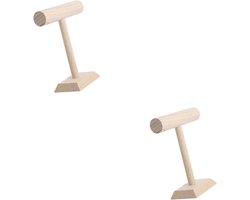Sieraden Display - T-bar Rek - Etalage Presentatie - Houten Materiaal - 20 x 8 x 22 cm - Natuurlijk