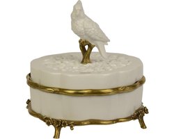 Sieraden doosje - Blanc de Chine , koperen afwerking - Doosje - Chinees porselein - 16 cm hoog