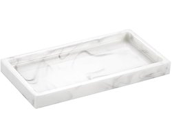 Sieraden Organizer Hars Tray, Badkamer Keuken Dressoir Vanity Tray Sieraden Schotel Ring Houder Cosmetische Organizer voor Kaars Parfum Zeep Shampoo Kleine Plant Home Decor, Mini Size - Marmer