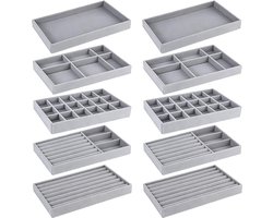 Sieraden Organizer - Lade Inzet - Ordelijk Opbergen - Stapelbaar Ontwerp - 10 Stuks - Grijs