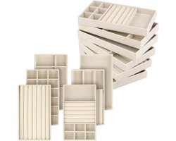 Sieraden Organizer - Lade Inzet - Sieraden Opbergen - Stapelbaar Ontwerp - 12 Delig - Beige
