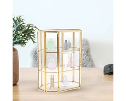 Sieradendoos 3-Lagen - Glazen Make-up Organizer 3 Niveaus - Multifunctionele Vitrine voor Kaptafel - Tafel Decoratie - 21,5 x 16,5 x 10 cm