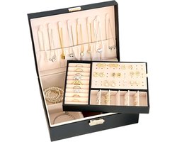 Sieradendoos met slot zwart- Juwelendoos COMPACT Edition Galeara design® - dames - Sieradendoosje - Sieradenopbergdoos