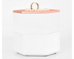Sieradendoos wit klein - Sieraden doos - Woning decoratie - Opbergdoos Beton wit met deksel- Beton decoratie voor woonkamer badkamer slaapkamer rosegoud - kerstkado Galeara design - Opbergdoosjes met deksel klein