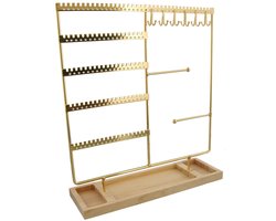 Sieradenhouder - Display - Hout en Metaal - 35x30x9,5 cm - Goudkleurig
