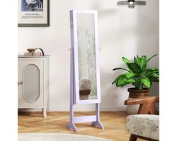 Sieradenkast Staand met Spiegel – Sieradenorganizer met Planken – Passpiegel voor Sieraden & Cosmetica