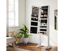 Sieradenkast - Staande kast - Met spiegel en slot - wit