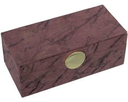 Sieradenkistje - Hout en fluweel - Roze marmer decoratie