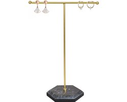 Sieradenorganisator, T-Bar ketting displaystandaard oorbellen houder, metalen hangende hanger rek met marmeren patroon lade, sieraden displaystandaard voor armbanden, ringen, sleutels horloges