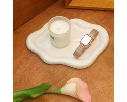 Sieradenschaaltje, klein sieradenschaaltje, decoratieve kaptafel in de vorm van een wolk, sleutellade, ringlade voor dames, schattig sieradenschaaltje, esthetische kamerdecoratie (wit, 19,5 x 13,5 x 1,5 cm)