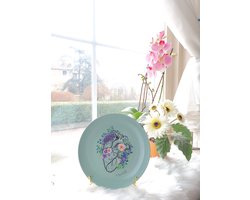 Sierbord of wandbord | Handgeschilderd (!) | Set van een |hart-bloemen-bord-bordhanger-art- | Thema lente en zomer
