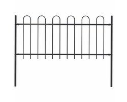 Sierhekwerk - Tuinhek met Boogtop - 181x100 cm - Gepoedercoat Staal - Zwart - Metalen Tuinafrastering incl. 2 Palen (150 cm) en Montagemateriaal