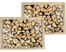 Sierkussen - 2x Schootkussens/laptrays Openhaard Hout Print 43 X 33 Cm - Schoottafels - Dienbladen Voor Op Schoot Openhaardhout